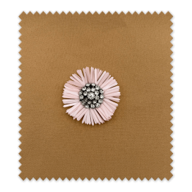 Aplique Flor Margarita Rosa con Strass | Adorno Decorativo para Costura
