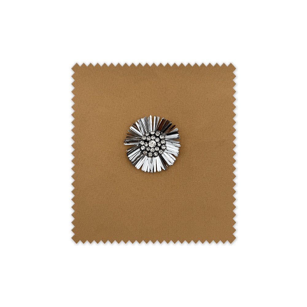 Flor Decorativa Margarita Plata Strass Centro