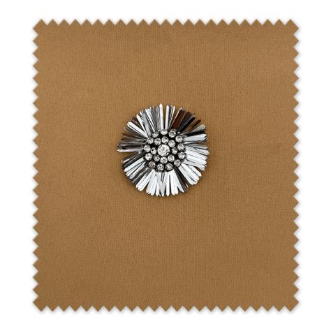 Aplique Flor Margarita Plata con Strass | Adorno Decorativo para Costura