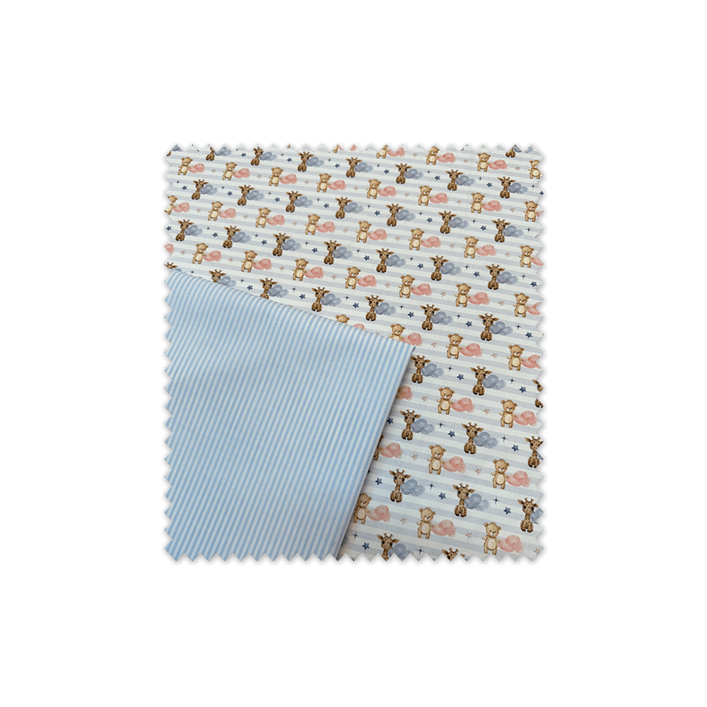 Idea Combinado de Telas Azul – Animales y Rayas | Perfecto para Costura Infantil