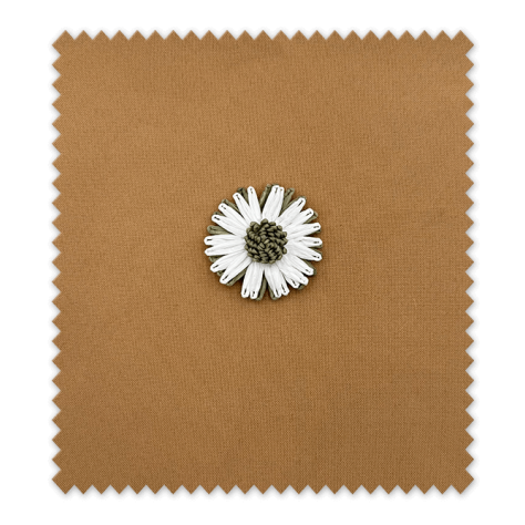Aplique Flor de Rafia Verde y Blanco – Accesorios para Costura y Manualidades