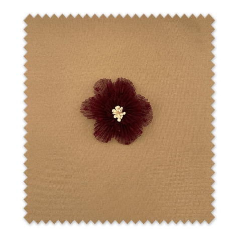 Aplique Flor Plisada Granate – Personaliza Ropa y Accesorios