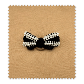 Lazo decorativo de Ante Perlas y Pelo Negro