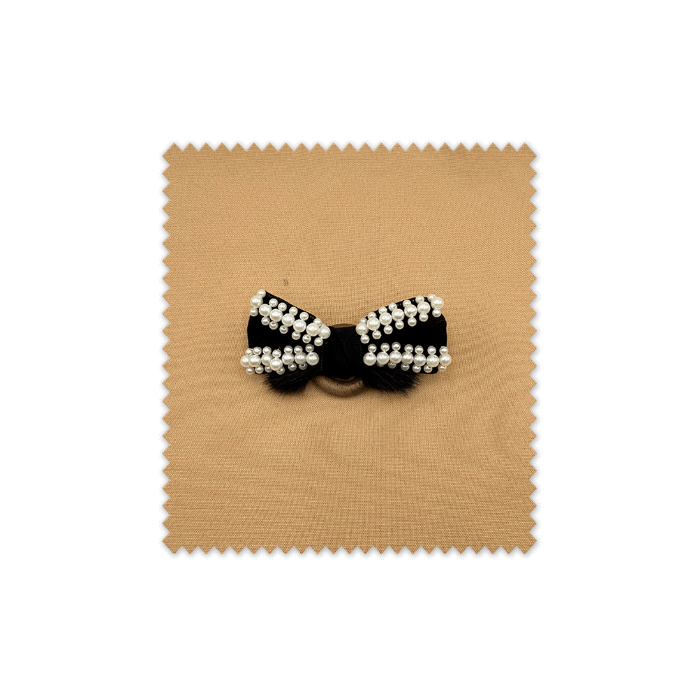 Lazo decorativo de Ante Perlas y Pelo Negro