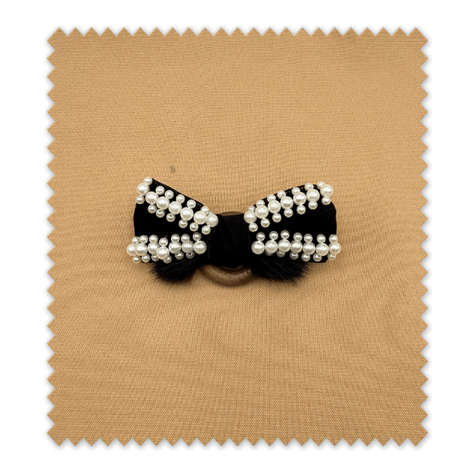 Lazo decorativo de Ante Perlas y Pelo Negro Lazo decorativo de Ante Perlas y Pelo Negro