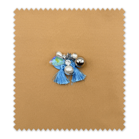 Aplique Perlas, Borlas, Brillo Azul