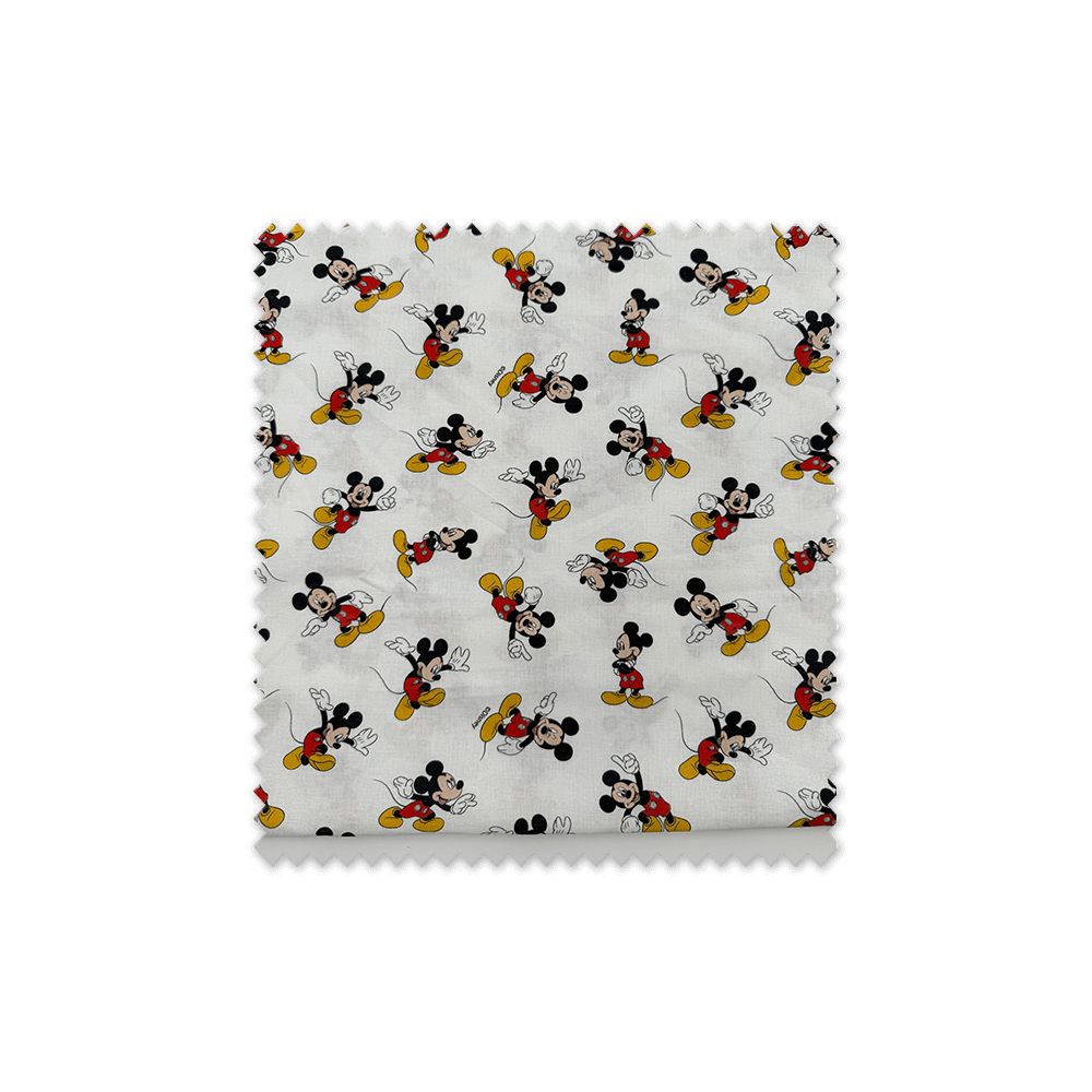 Retal 0,85m Algodón 100% Mickey Fondo Blanco | Tela Infantil Disney