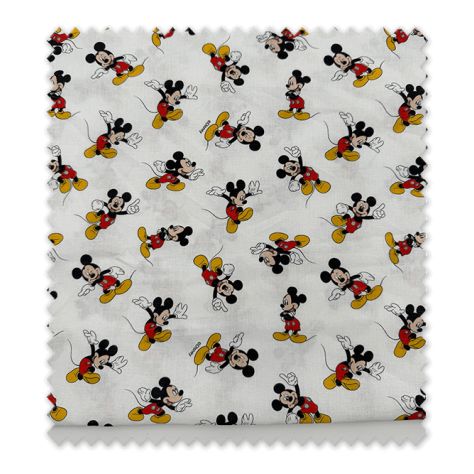 Retal 0,85m Algodón 100% Mickey Fondo Blanco | Tela Infantil Disney