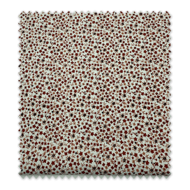 Retal 0,55m de tela algodón 100% con estampado de flores mini azahar en tonos granate, ideal para prendas ligeras y accesorios