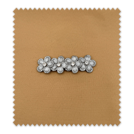 Aplique 4 Flores Strass Gris Claro