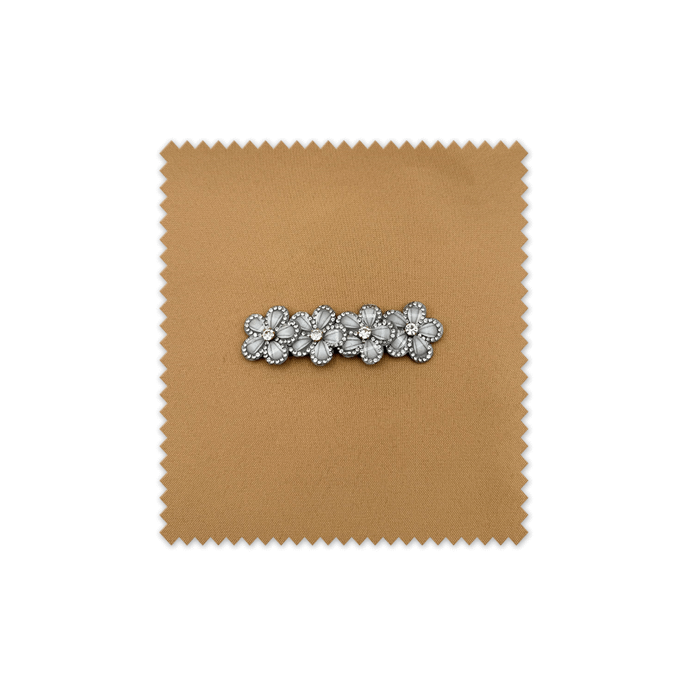 Aplique 4 Flores Strass Gris Claro