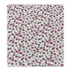 Popelín con estampado de margaritas lilas, rosa y buganvilla, ideal para confección, patchwork y manualidades