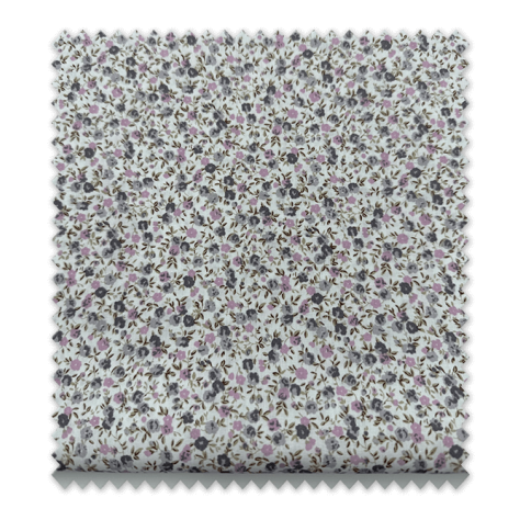 Retal 0,60m Popelín Flor Mini Moradas y Grises