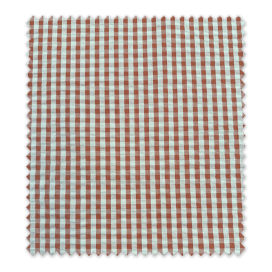 Tela Seersucker Vichy Bicolor Melocotón y Teja | Tejido de algodón fresco