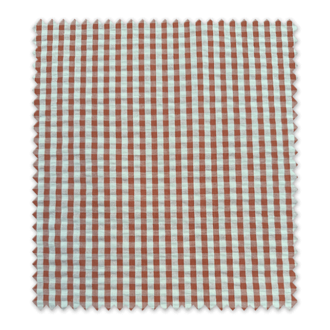 Tela Seersucker Vichy Bicolor Melocotón y Teja | Tejido de algodón fresco