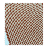 Detalle de cuadro vichy seersucker melocotón y teja con textura arrugada