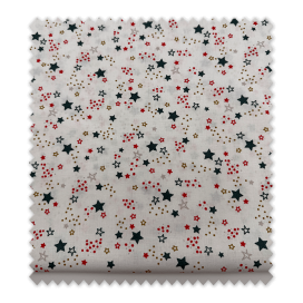 Tela estampada estrellas rojas y verdes algodón