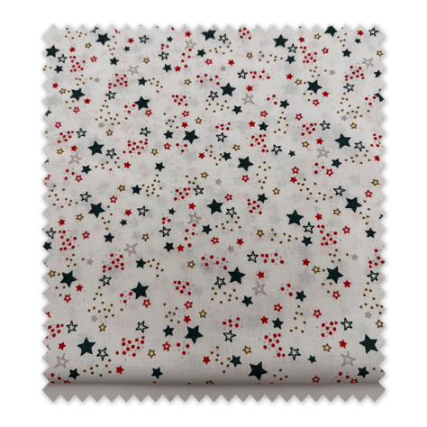 Tela estampada estrellas rojas y verdes algodón