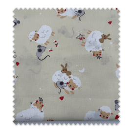 retal algodón con ratones y ovejas para patchwork