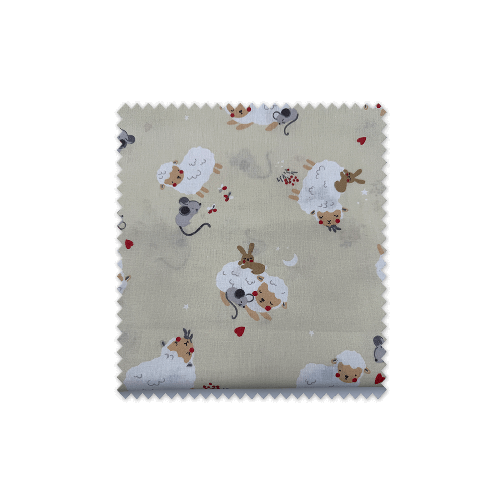 retal algodón con ratones y ovejas para patchwork