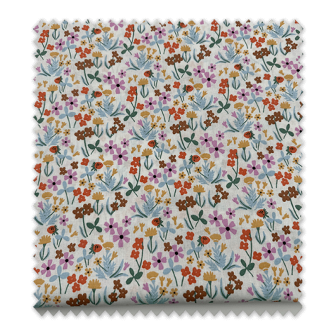 Algodón 100% retal medio metro estampado floral celeste lila