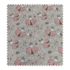 Tejido de algodón suave con diseño de hadas y mariposas
