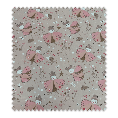Tejido de algodón suave con diseño de hadas y mariposas