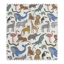 Tela impermeable Safari con estampado de animales infantiles