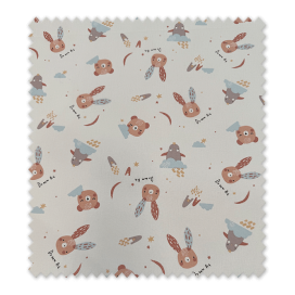 Tela algodón estampada infantil conejitos, osos y pingüinos ideal costura