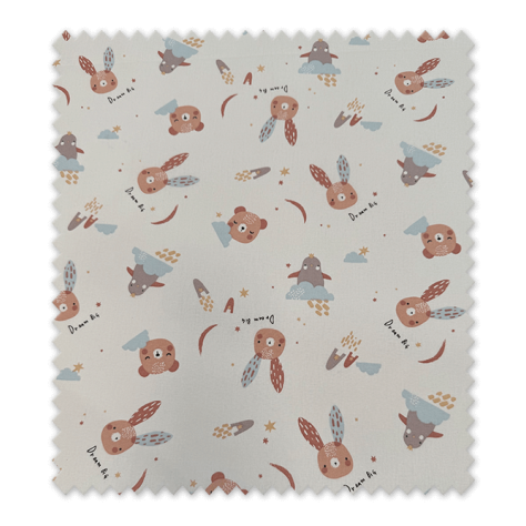 Tela algodón estampada infantil conejitos, osos y pingüinos ideal costura