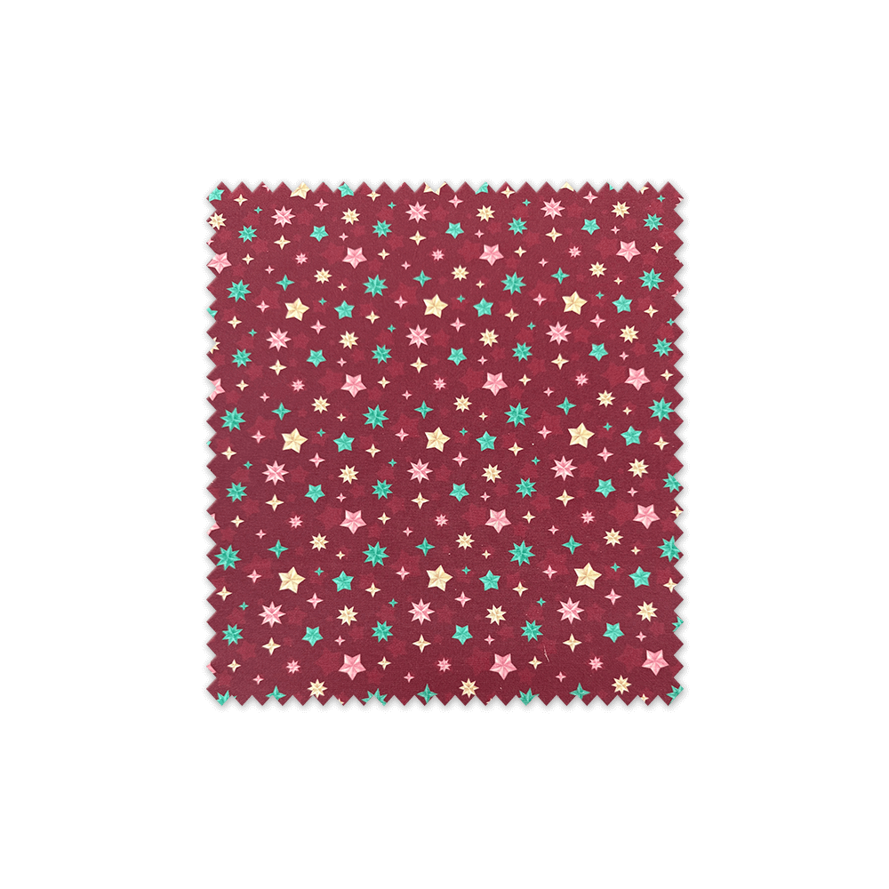 tela algodón 100% estrellas colores fondo granate