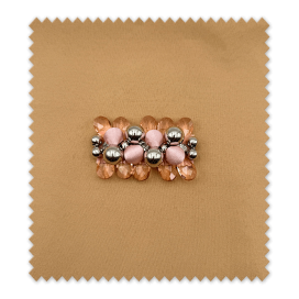 Tira de Bolas Raso, Brillo y Piedras Transparentes Tono Rosa