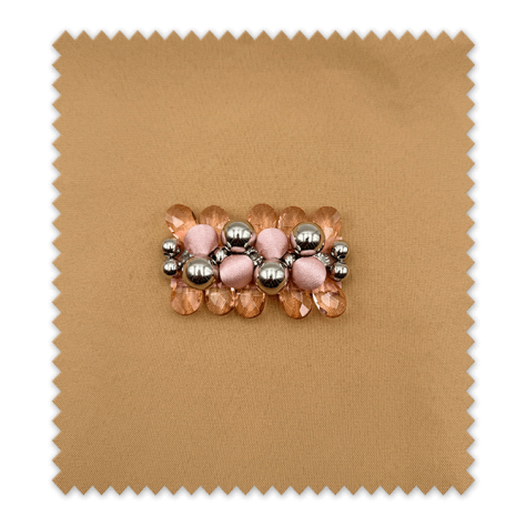 Tira de Bolas Raso, Brillo y Piedras Transparentes Tono Rosa Tira de Bolas Raso, Brillo y Piedras Transparentes Tono Rosa