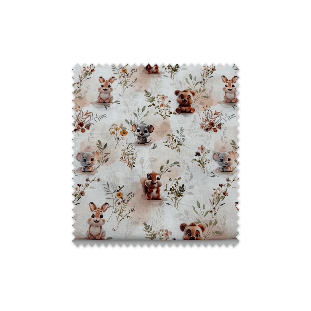 Retal algodón 100% estampado ardillas y ratones para patchwork y manualidades