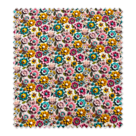 Tela de algodón 100% estampado flores 3D efecto fieltro