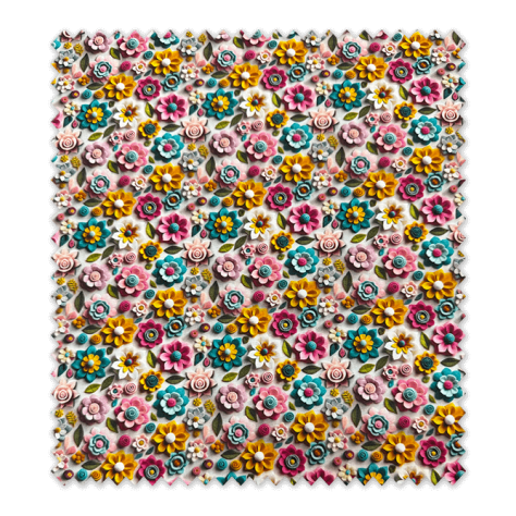 Tela de algodón 100% estampado flores 3D efecto fieltro