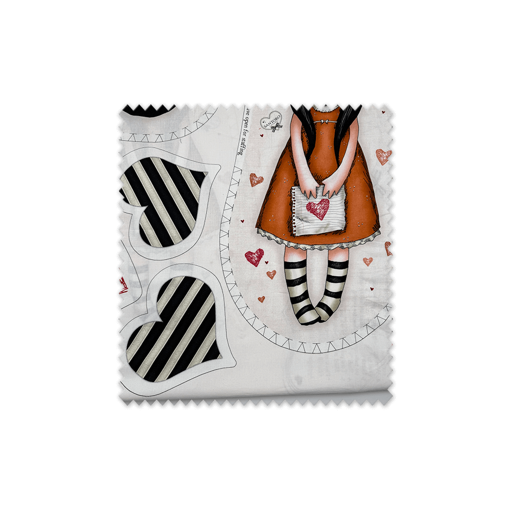Detalle del retal Gorjuss para confeccionar almohada