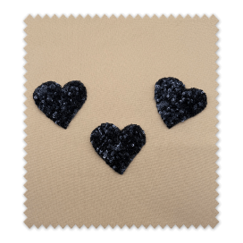 corazones de lentejuelas negras para ropa y accesorios