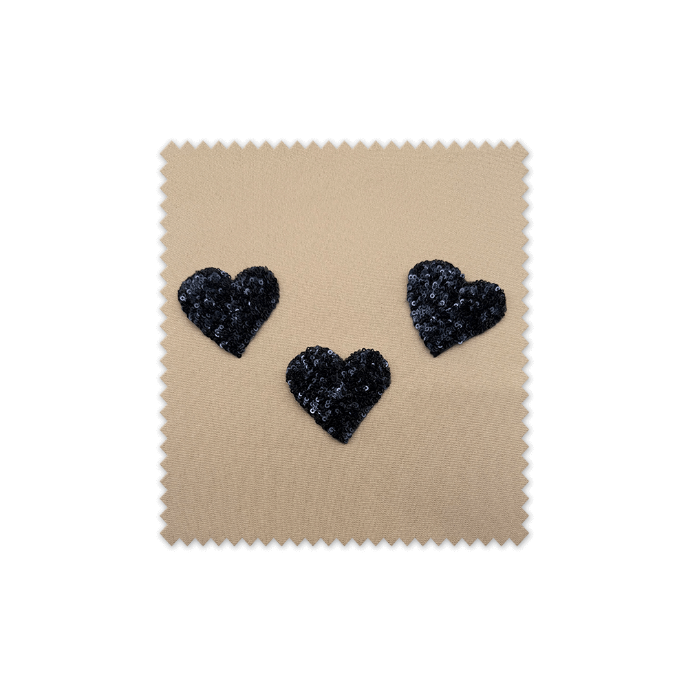 corazones de lentejuelas negras para ropa y accesorios