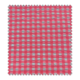 tejido vichy rosa flúor arrugado OEKO-TEX