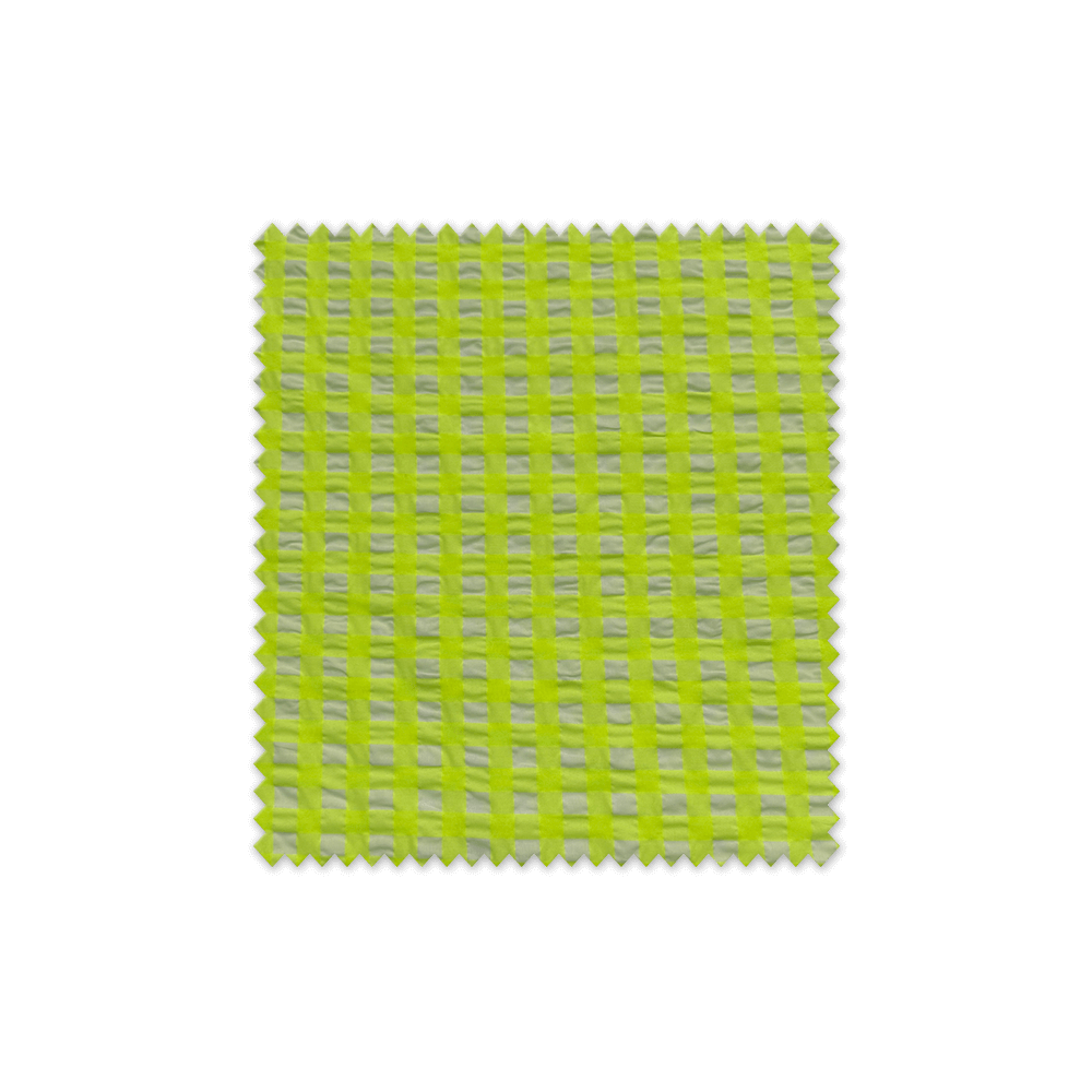 tela cuadro grande vichy amarillo flúor seersucker