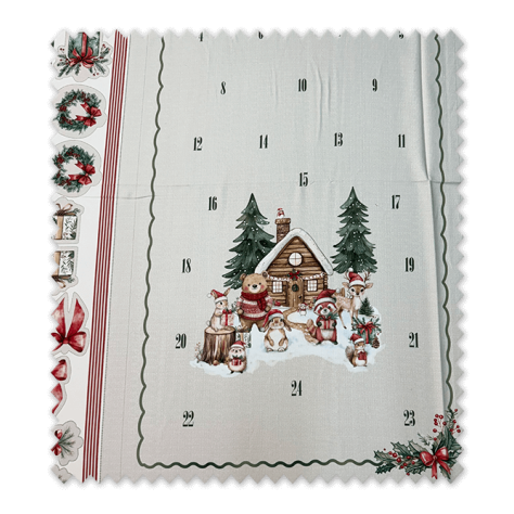 tela panel canva calendario de adviento navideño rústico con instrucciones de costura