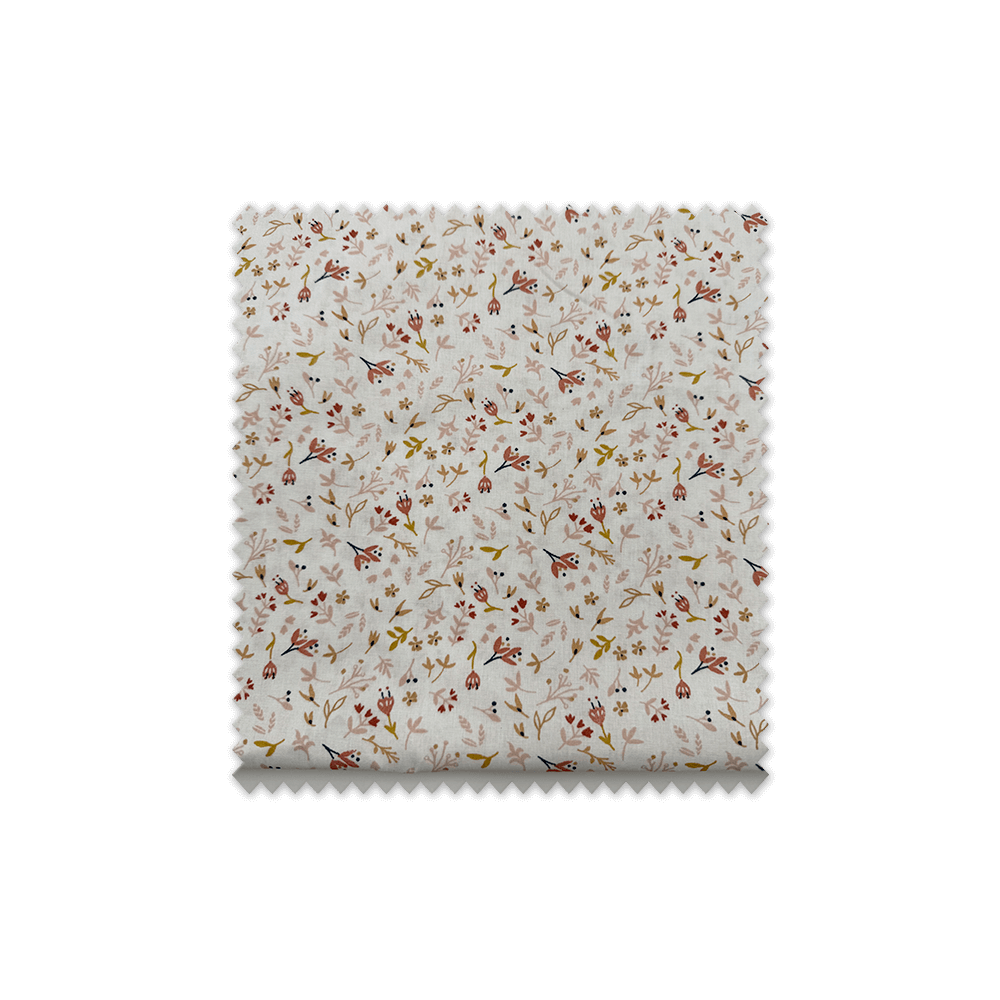 retal algodón 100 % flores y hojas rosa y camel tela floral para confección infantil y decoración