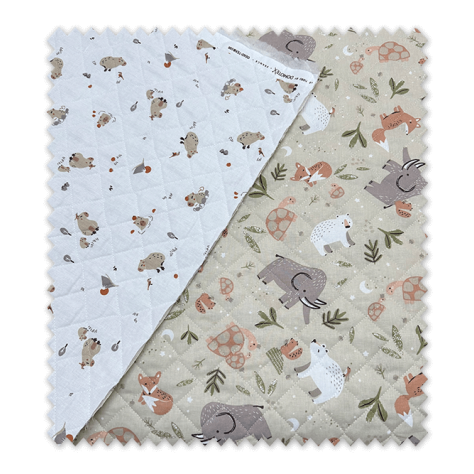 tela acolchada doble cara bosque y capibara fondo blanco infantil cálida para bebé tela acolchada doble cara bosque y capibara fondo blanco infantil cálida para bebé