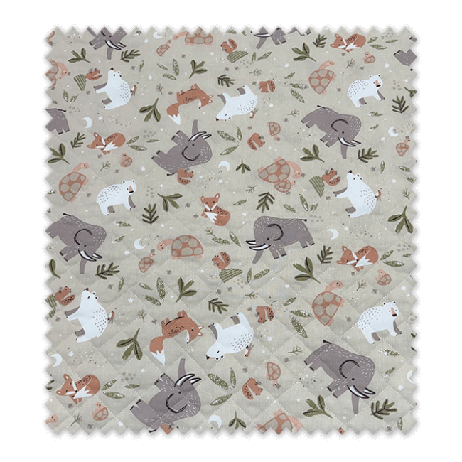 Tela Acolchada Doble Cara Bosque y Capibara Fondo Blanco | Suave, cálida y perfecta para bebé