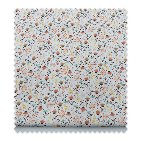 Retal popelín flores turquesa amarillo camel coral algodón