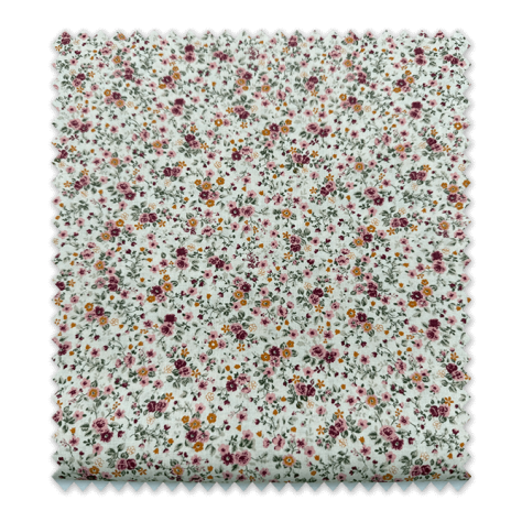 Retal 0,70 m Popelín Mini Flor Mostaza y Buganvilla Fondo Rústico – Tela Algodón Floral