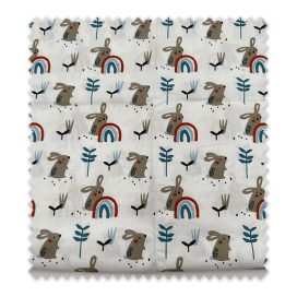 Tela algodón liebres azul fondo claro confección bebé