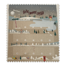 Panel calendario de Adviento Santa tela algodón navideña