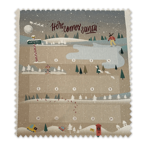 Panel calendario de Adviento Santa tela algodón navideña Panel calendario de Adviento Santa tela algodón navideña